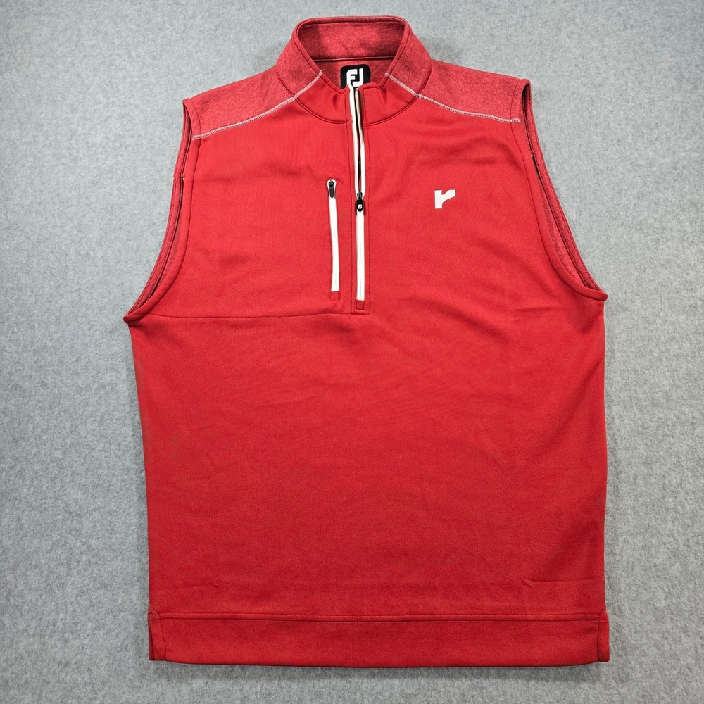 FootJoy Mens 1/4 Zip Golf Vest Red Performance Pullover Size M